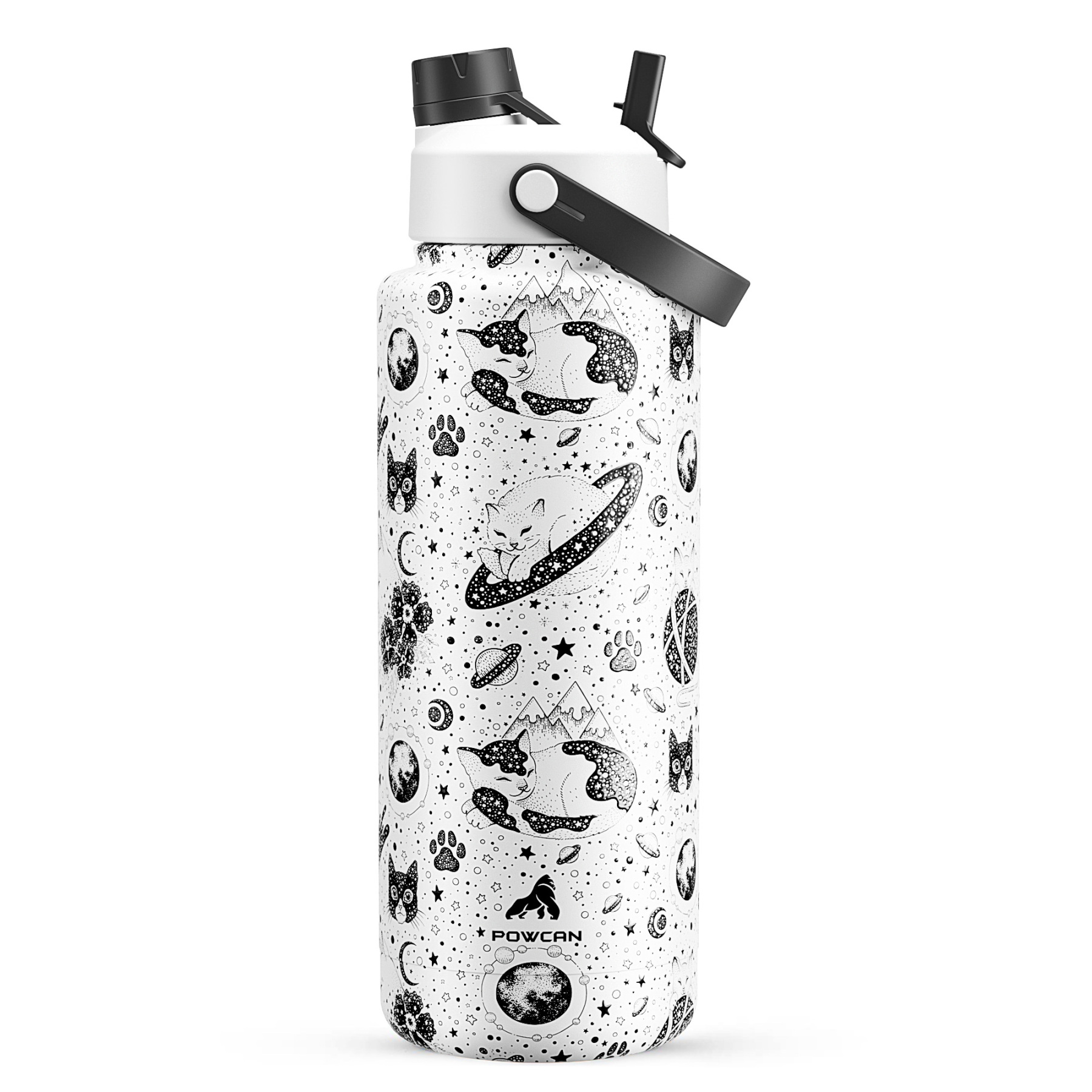 40 oz Insulated Water Bottle with 2-in-1 Straw and Spout Lid