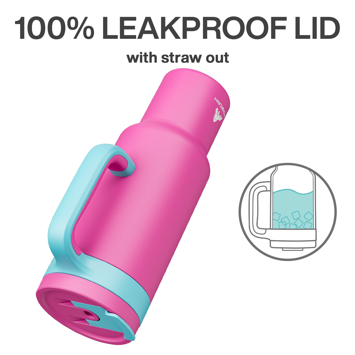 50oz Tumbler with Handle, 2-in-1 Straw and Sip Lid Pure Collection, Insulated Stainless Steel Travel Coffee Mug, Keeps Cold for 34 Hours