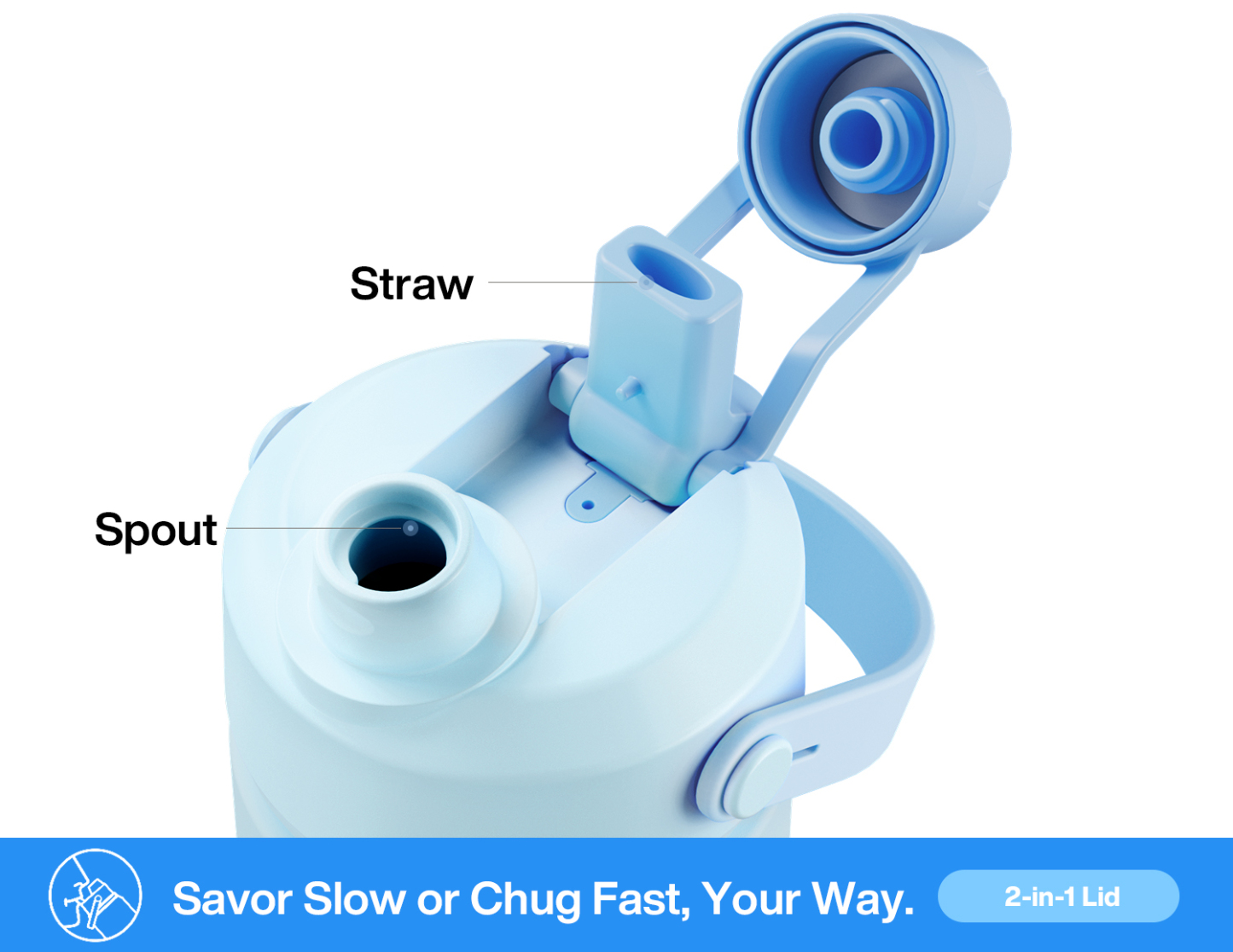 26oz Insulated Water Bottle with 2-in-1 Straw and Spout Lid Pure Collection, Keep Cold 24H, Leak-Proof