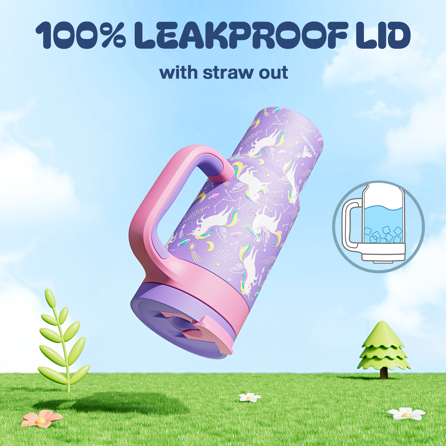 24 oz Tumbler with 2-in-1 Metal Straw Lid