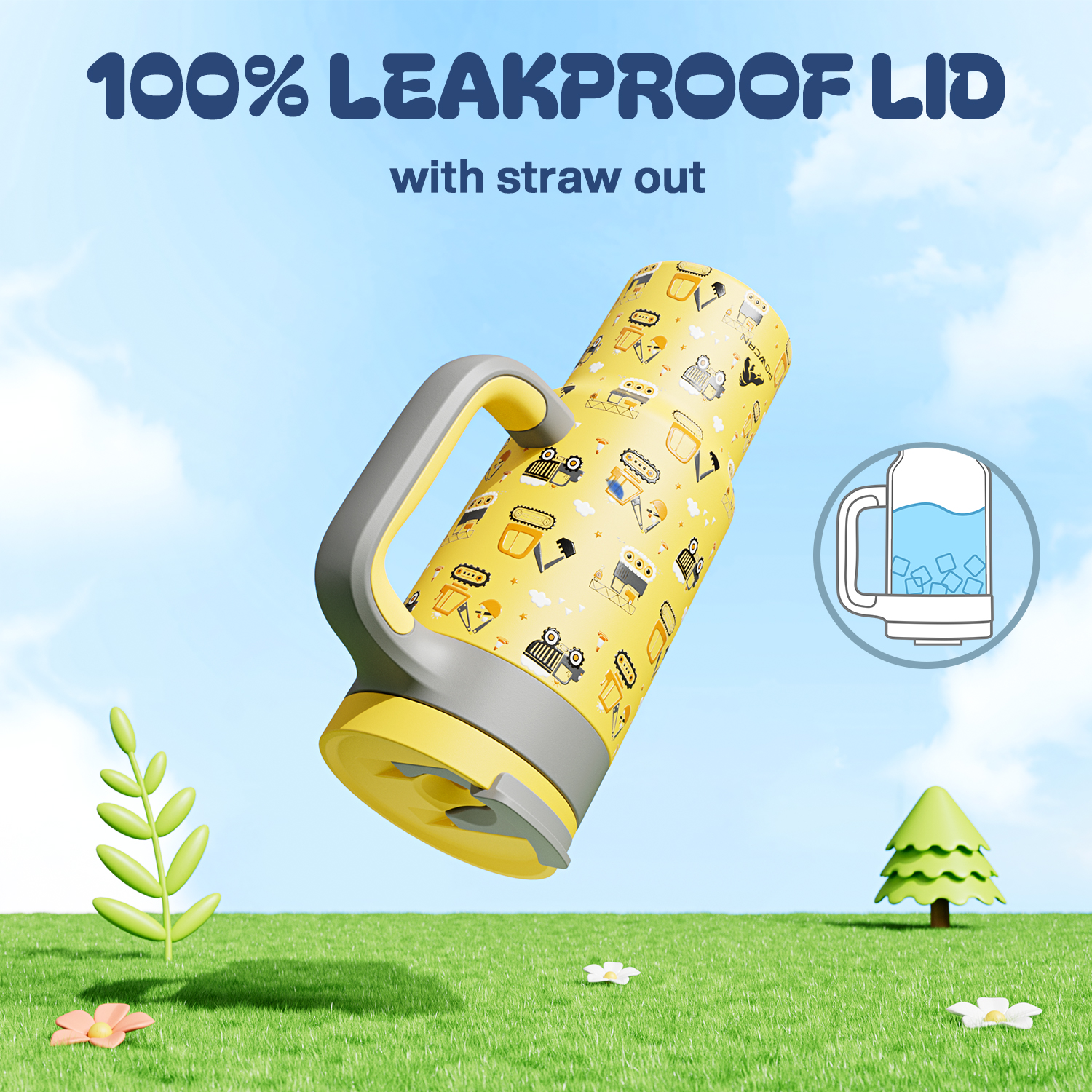 24 oz Tumbler with 2-in-1 Metal Straw Lid