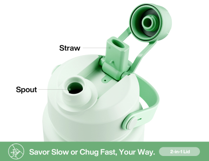 32 oz Insulated Water Bottle with 2-in-1 Straw and Spout Lid