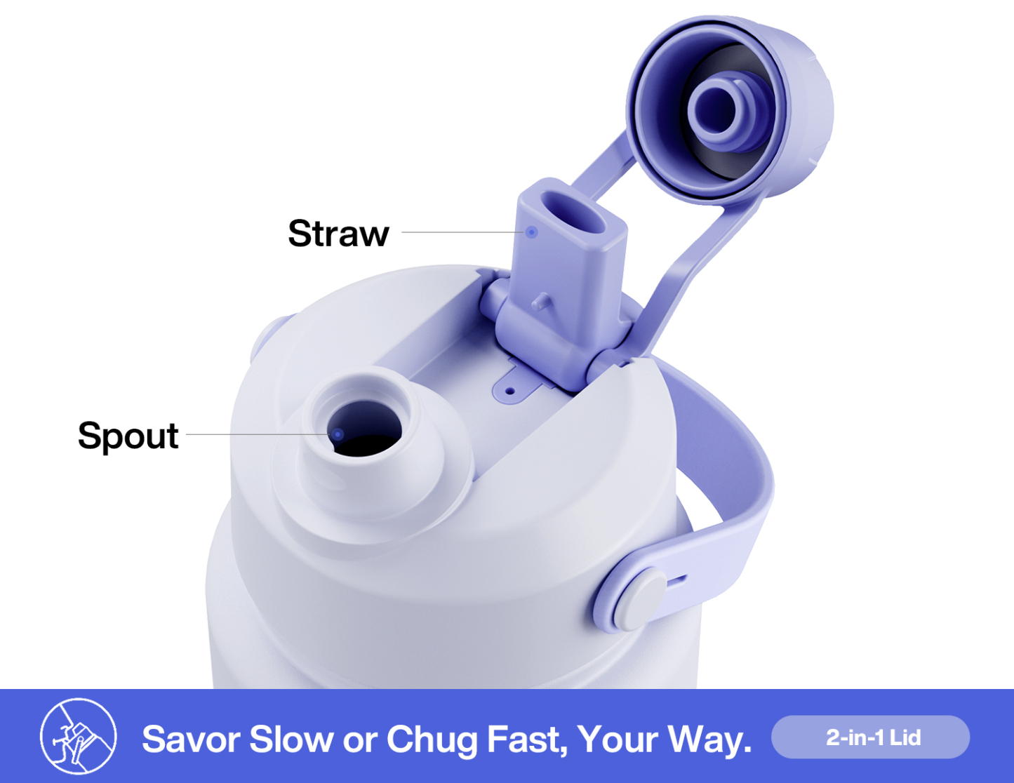 32 oz Insulated Water Bottle with 2-in-1 Straw and Spout Lid