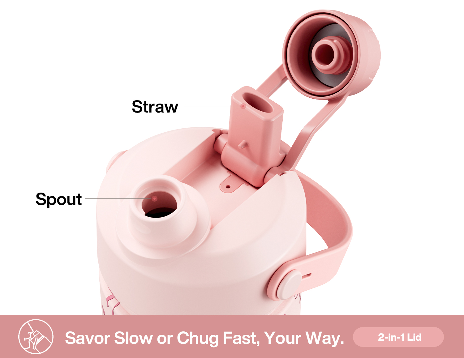 26 oz Insulated Water Bottle with 2-in-1 Straw and Spout Lid