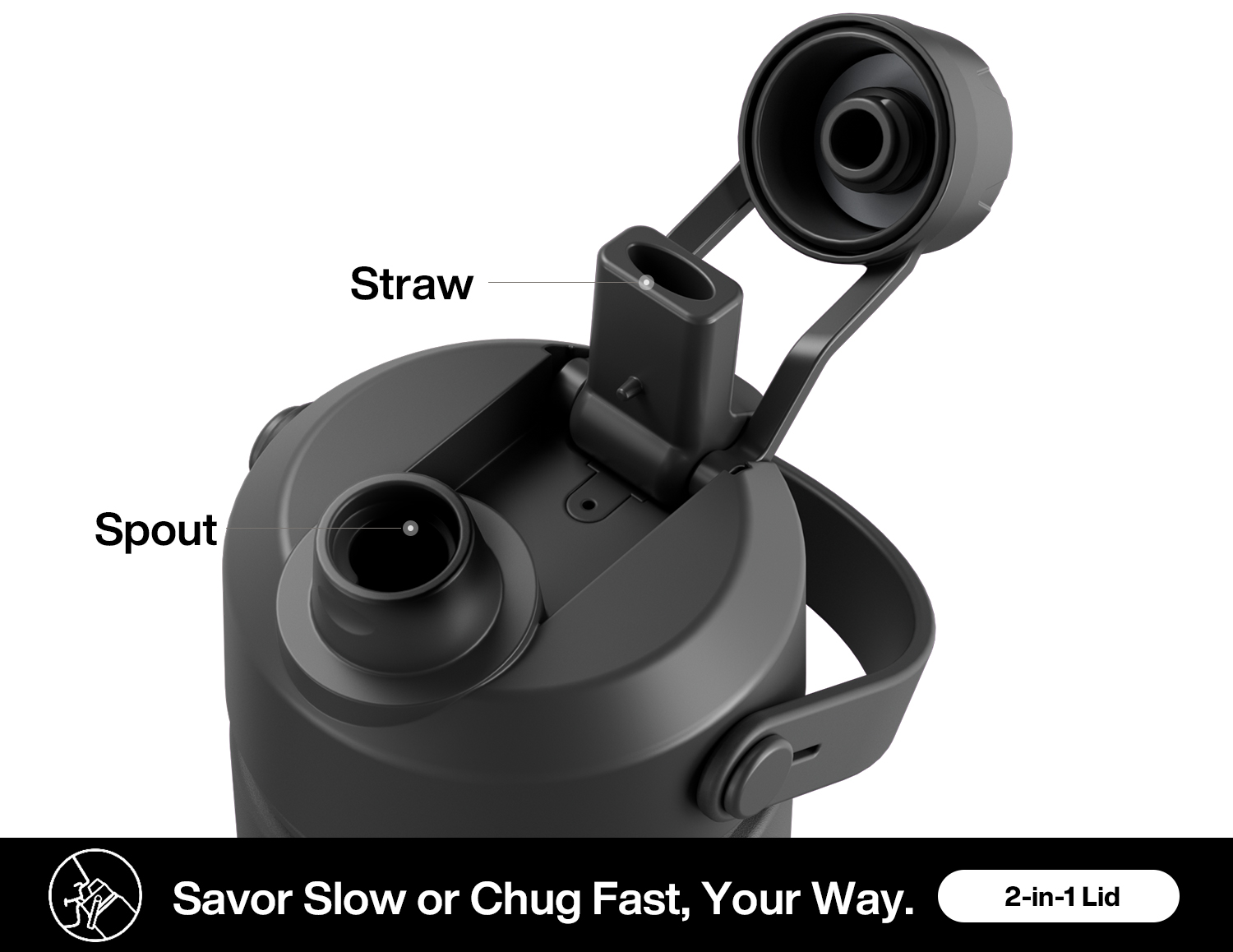 26oz Insulated Water Bottle with 2-in-1 Straw and Spout Lid Pure Collection, Keep Cold 24H, Leak-Proof