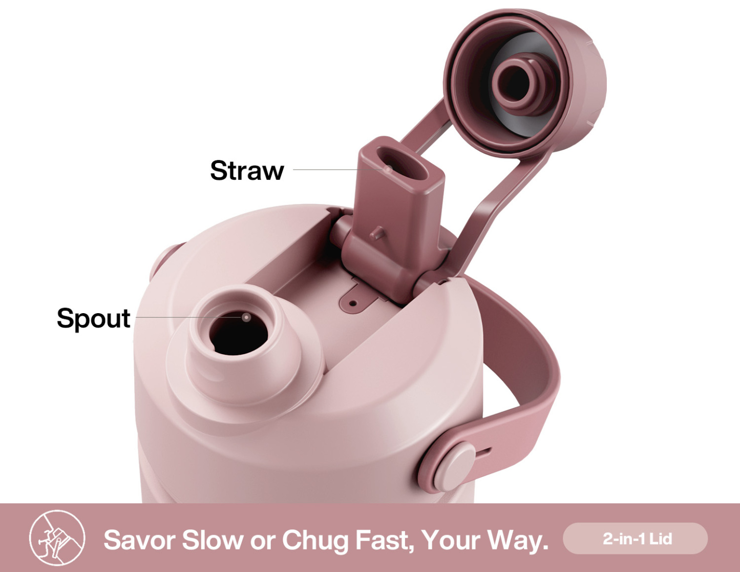 26 oz Insulated Water Bottle with 2-in-1 Straw and Spout Lid