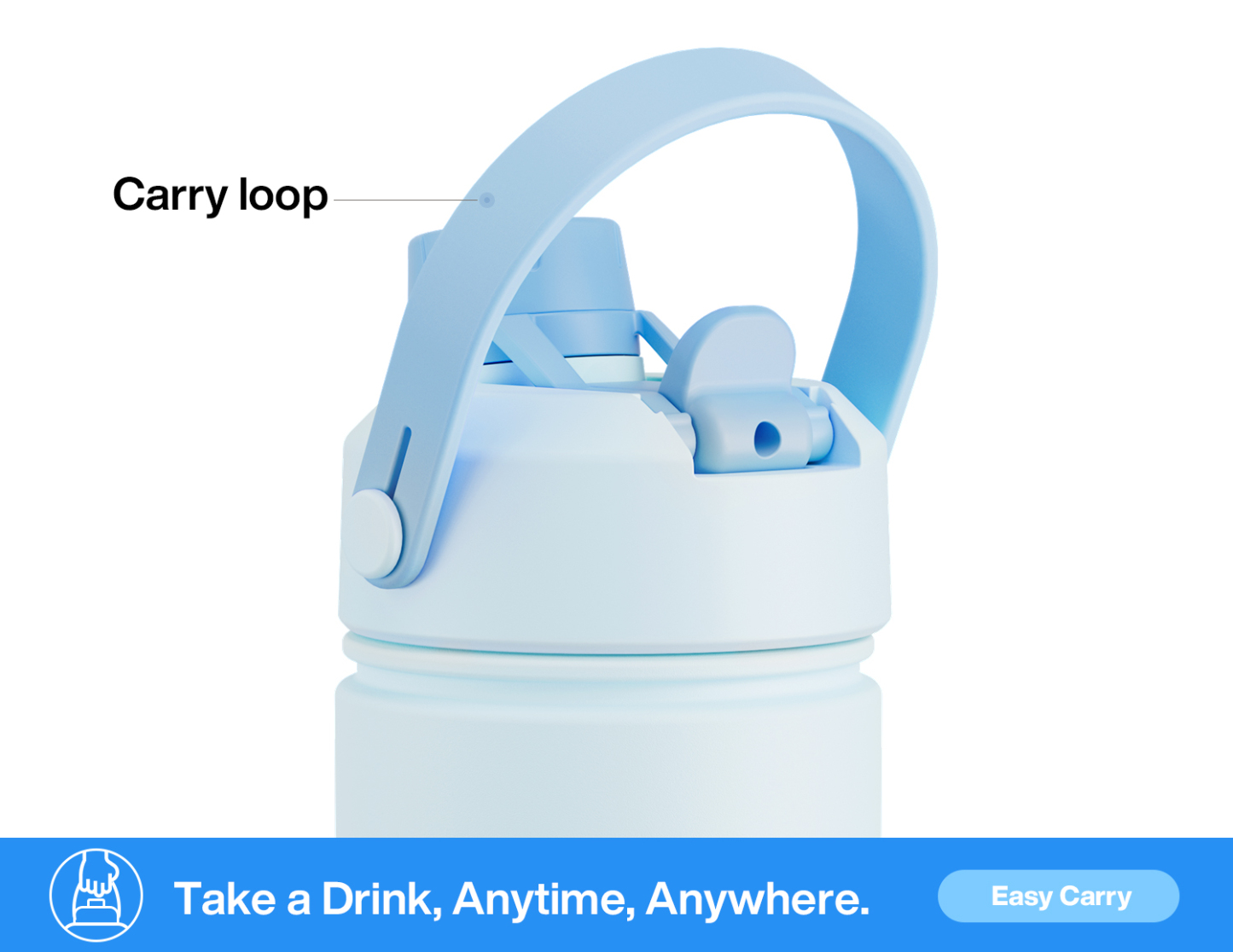 26oz Insulated Water Bottle with 2-in-1 Straw and Spout Lid Pure Collection, Keep Cold 24H, Leak-Proof