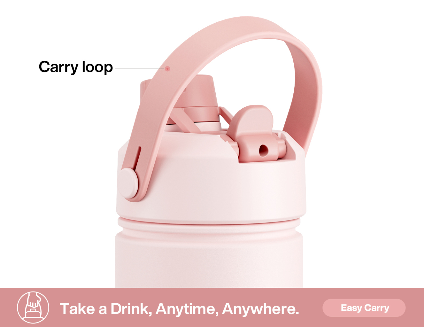 26oz Insulated Water Bottle with 2-in-1 Straw and Spout Lid Pure Collection, Keep Cold 24H, Leak-Proof