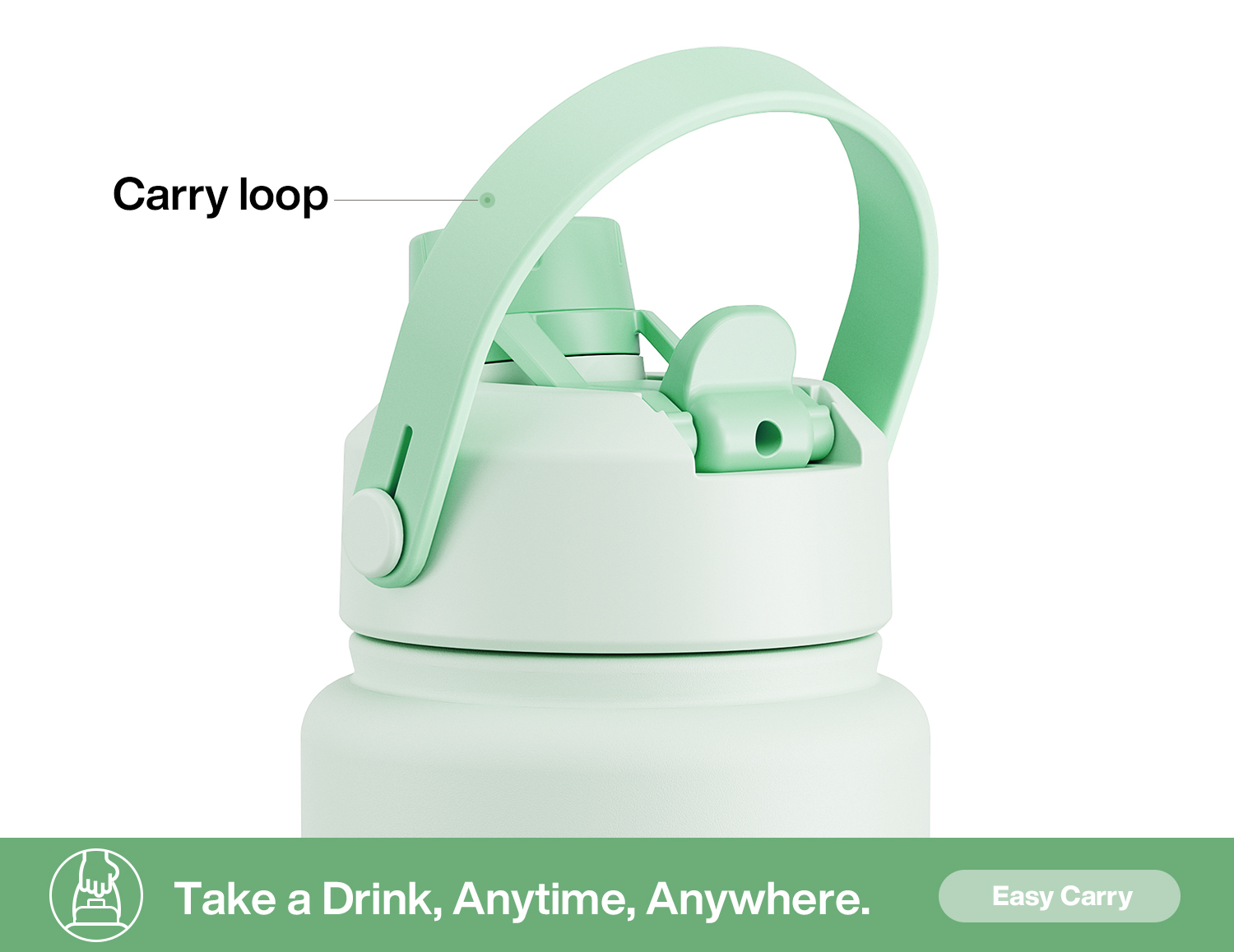 32 oz Insulated Water Bottle with 2-in-1 Straw and Spout Lid