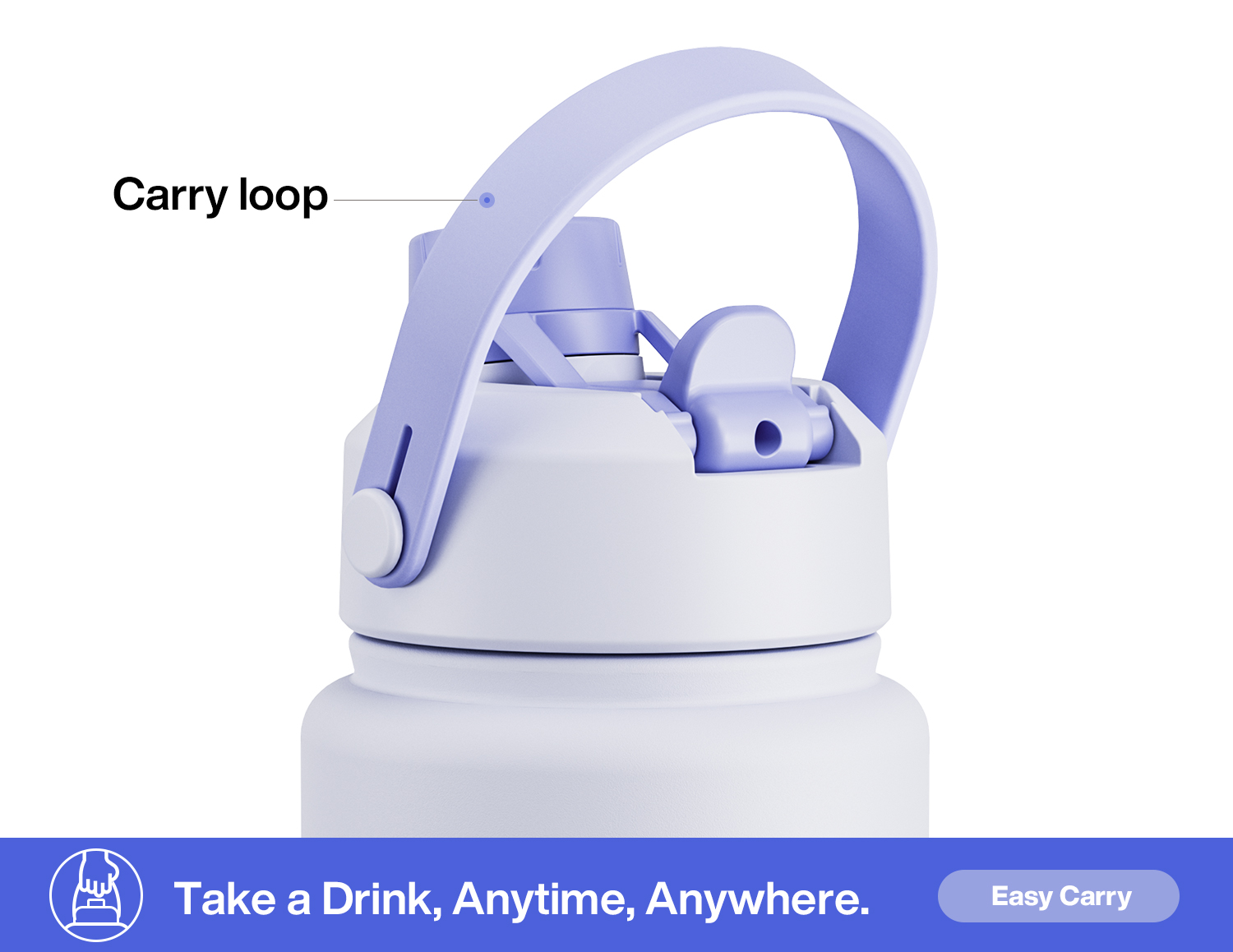 32 oz Insulated Water Bottle with 2-in-1 Straw and Spout Lid