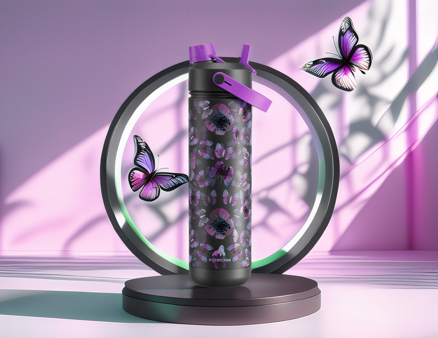 26 oz Insulated Water Bottle with 2-in-1 Straw and Spout Lid