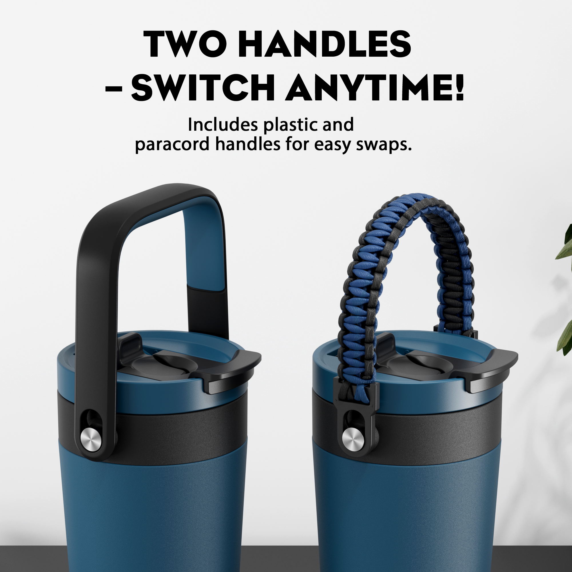 16 oz Insulated Coffee Mug for Work: 2-in-1 Straw Flip Lid, Keep Cold 24H, Fit in Car Cupholder, Leakproof, Stainless Steel Coffee Tumbler with Handle for Travel, Outdoor, Camping and Gifts (Deepsea)