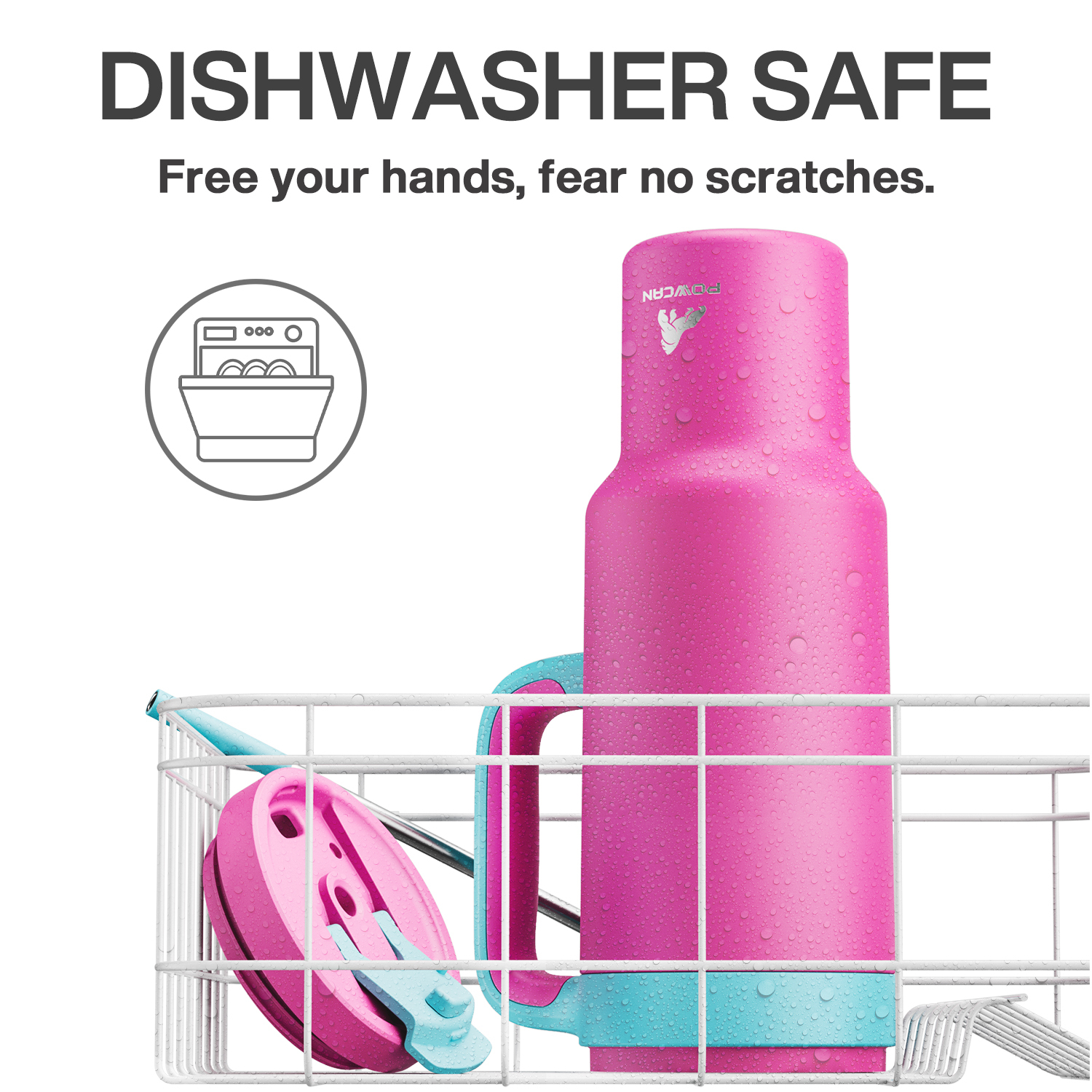 50oz Tumbler with Handle, 2-in-1 Straw and Sip Lid Pure Collection, Insulated Stainless Steel Travel Coffee Mug, Keeps Cold for 34 Hours