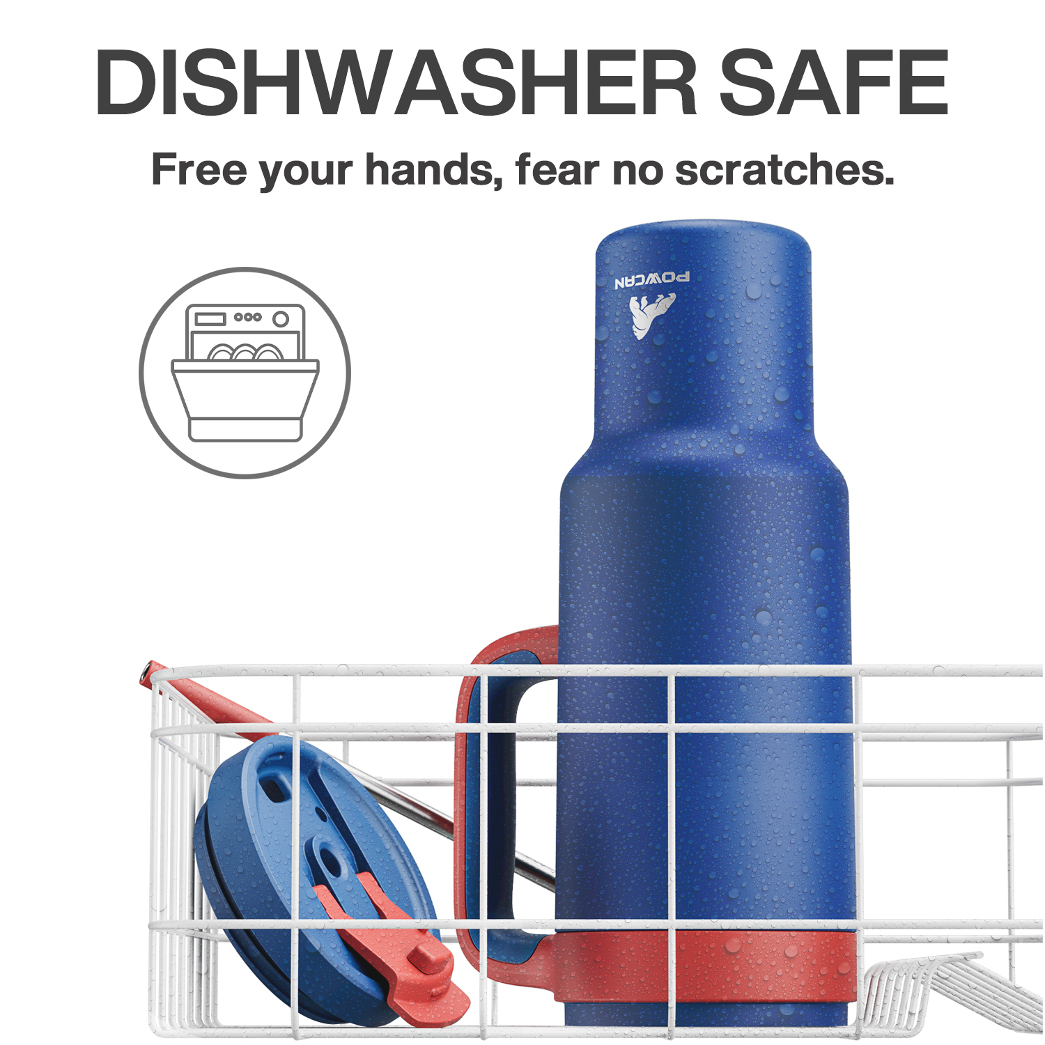 50oz Tumbler with Handle, 2-in-1 Straw and Sip Lid Pure Collection, Insulated Stainless Steel Travel Coffee Mug, Keeps Cold for 34 Hours