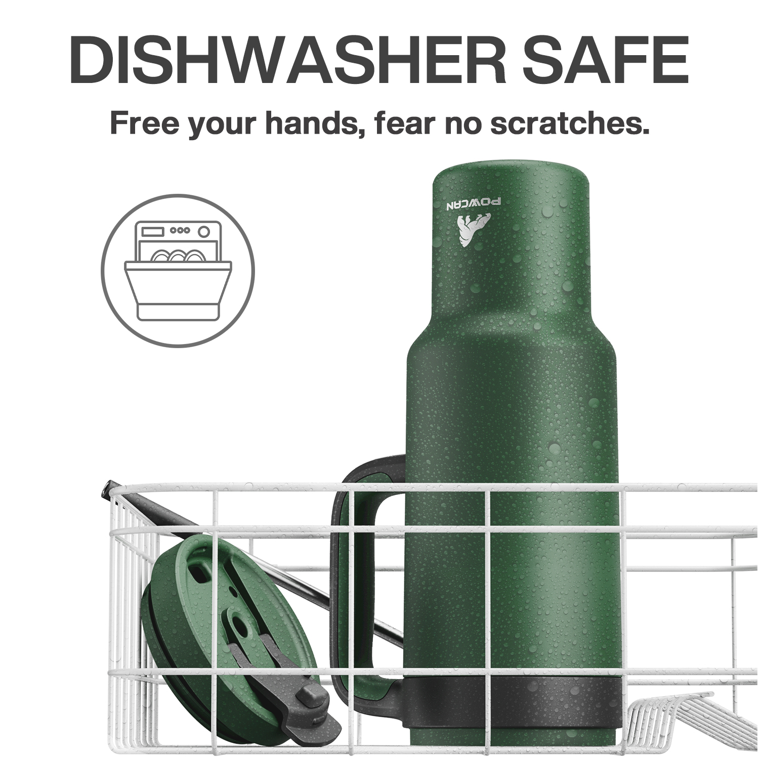 50oz Tumbler with Handle, 2-in-1 Straw and Sip Lid Pure Collection, Insulated Stainless Steel Travel Coffee Mug, Keeps Cold for 34 Hours