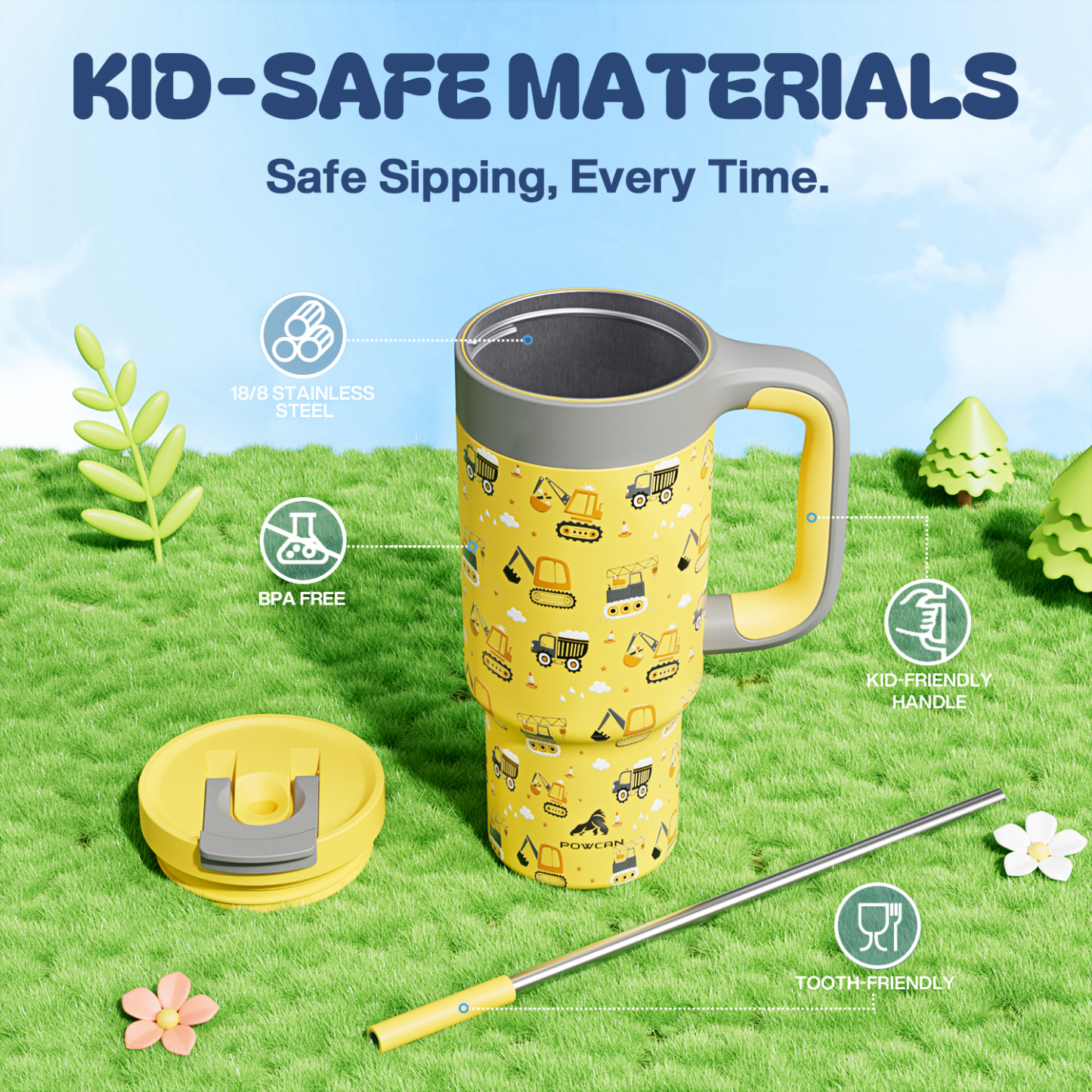 24 oz Tumbler with 2-in-1 Metal Straw Lid