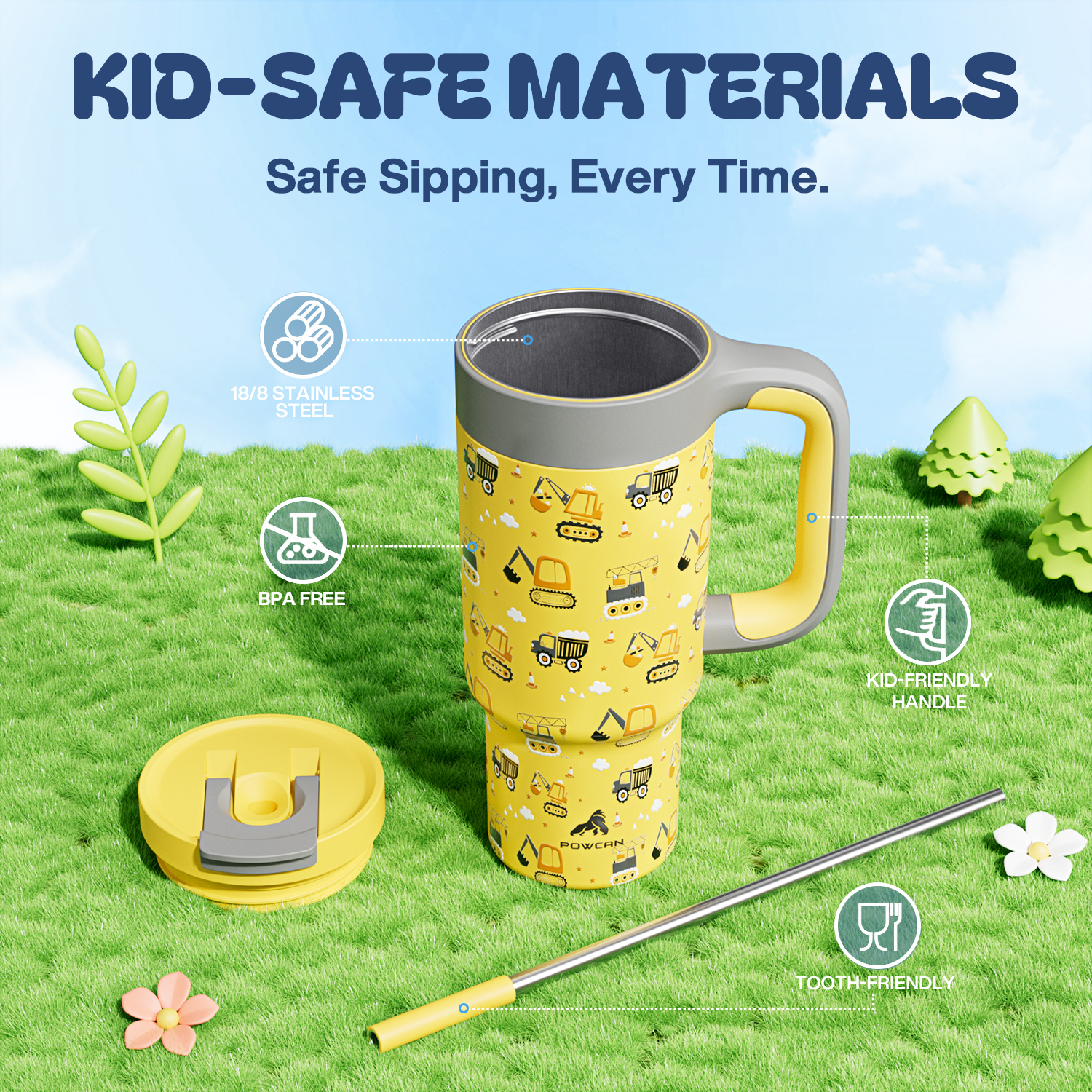 24 oz Tumbler with 2-in-1 Metal Straw Lid