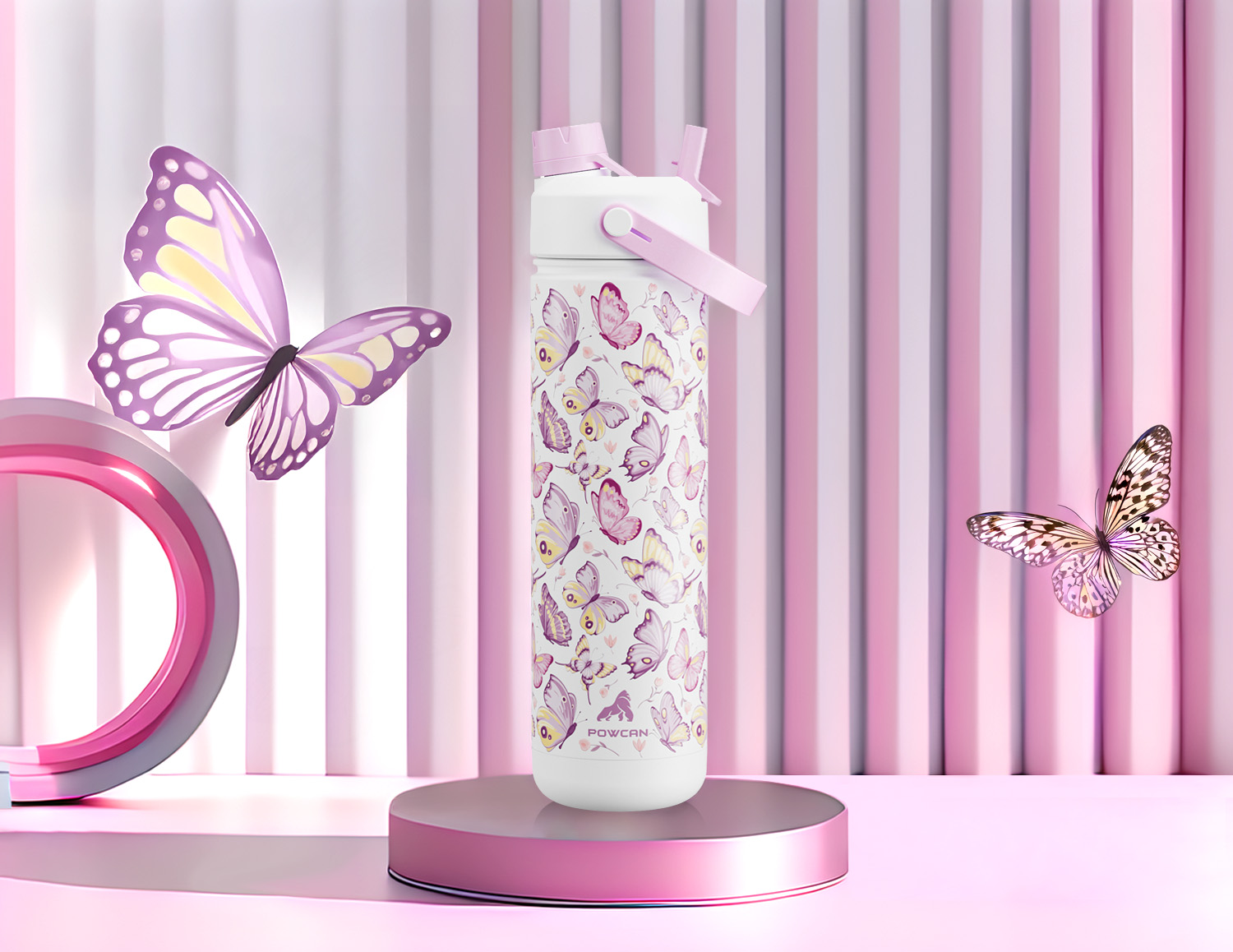 26oz Insulated Water Bottle with 2-in-1 Straw and Spout Lid