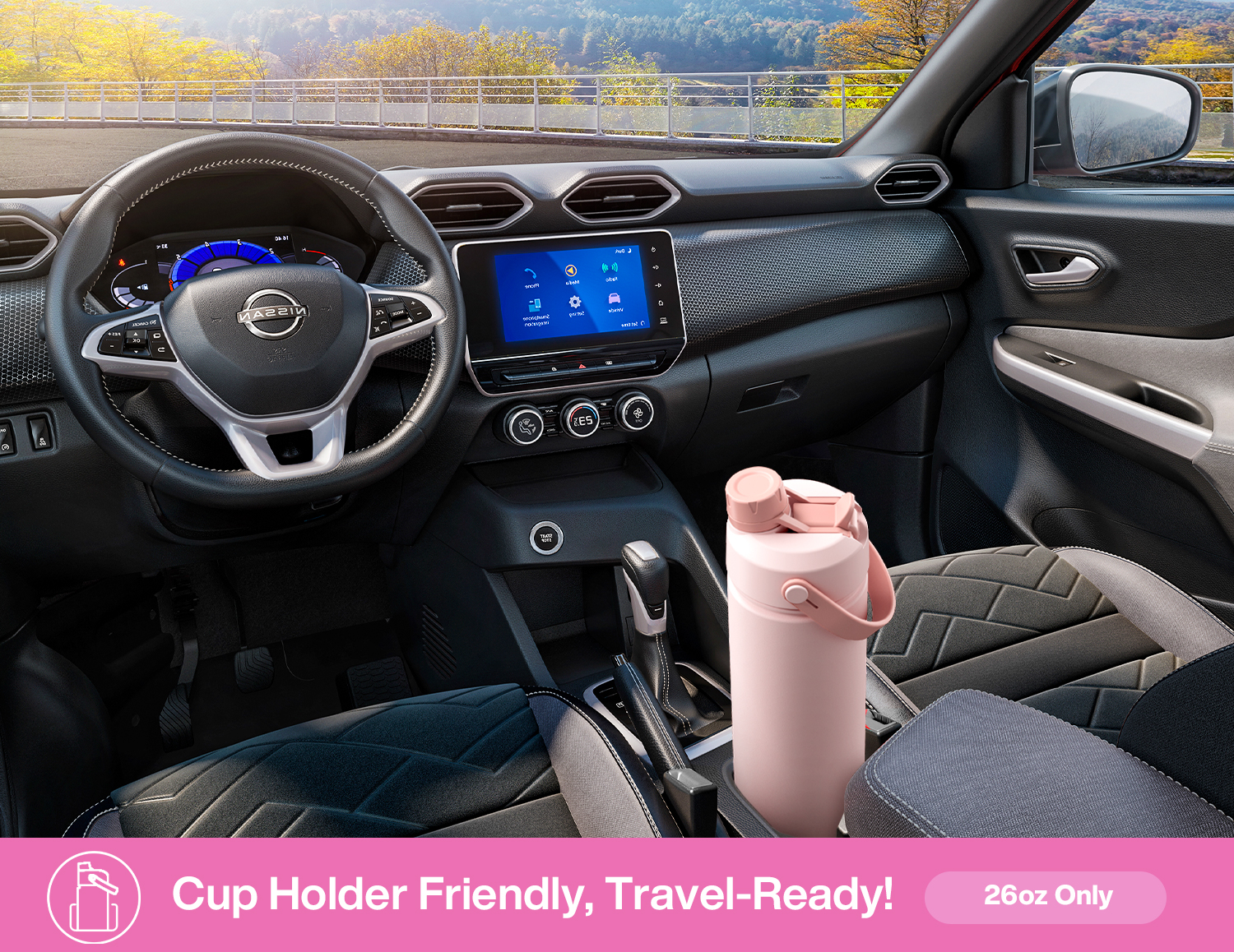 26 oz Insulated Water Bottle with 2-in-1 Straw and Spout Lid