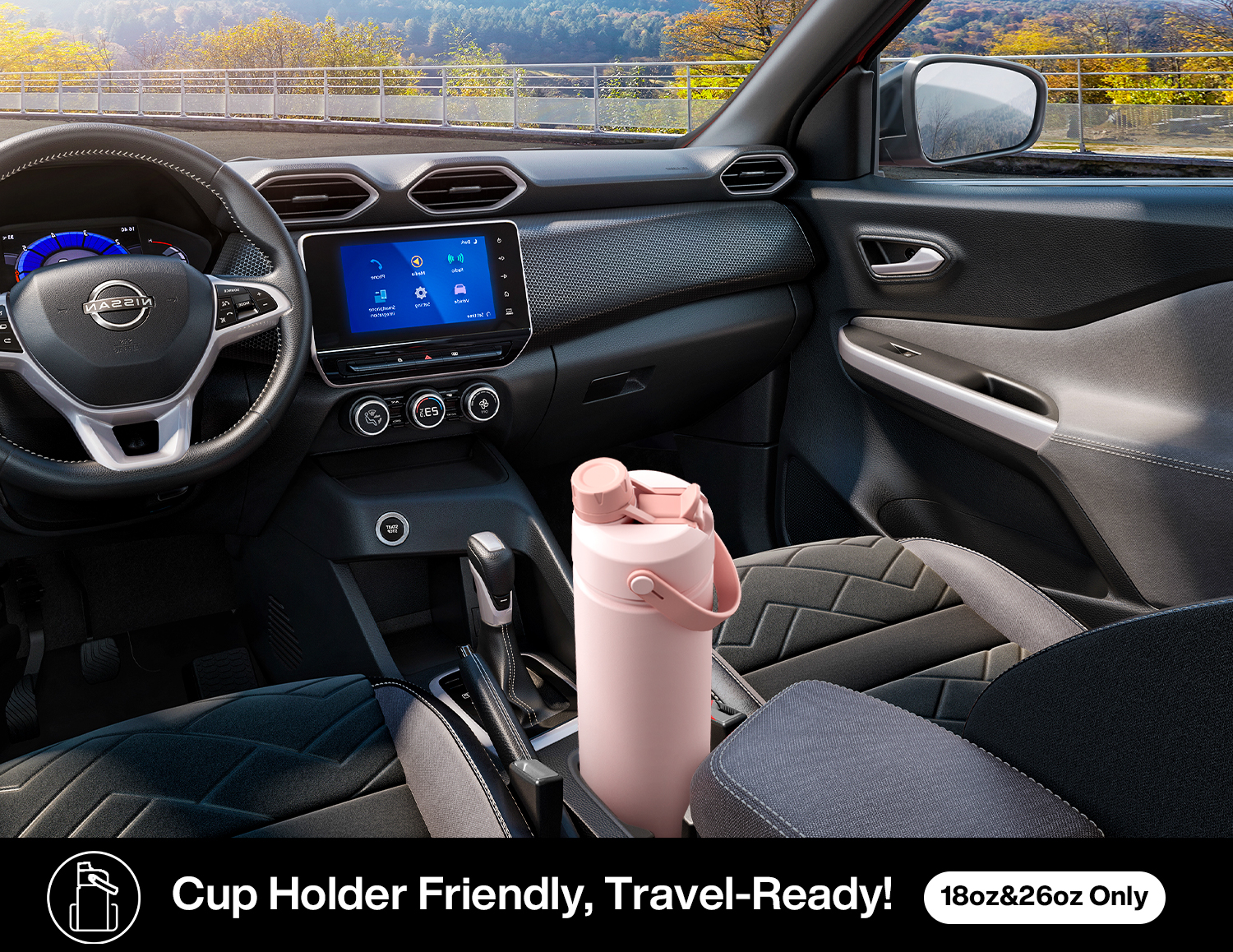 26 oz Insulated Water Bottle with 2-in-1 Straw and Spout Lid