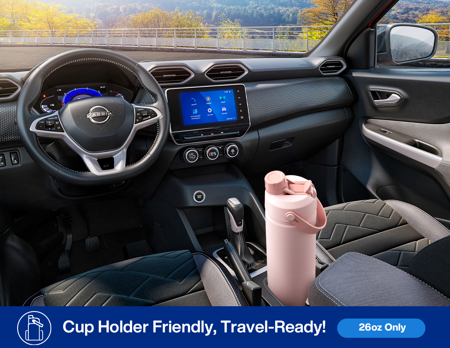 26 oz Insulated Water Bottle with 2-in-1 Straw and Spout Lid