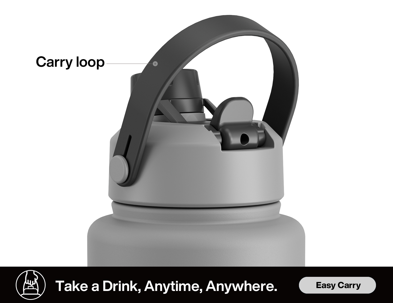 40 oz Insulated Water Bottle with 2-in-1 Straw and Spout Lid