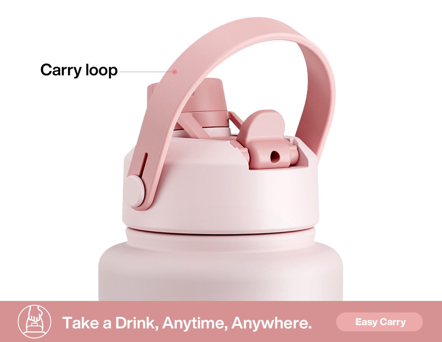 40oz Insulated Water Bottle with 2-in-1 Straw and Spout Lid Pure Collection, Keep Cold 24H, Leak-Proof