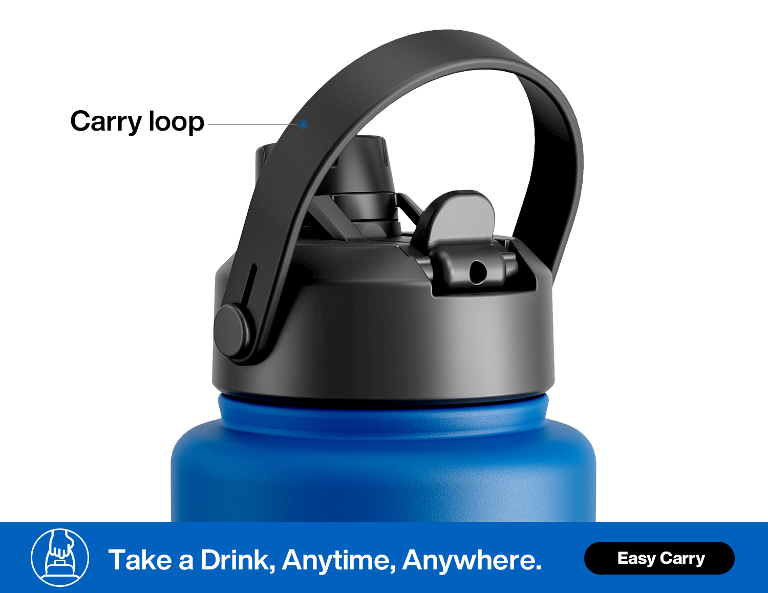 40oz Insulated Water Bottle with 2-in-1 Straw and Spout Lid Pure Collection, Keep Cold 24H, Leak-Proof