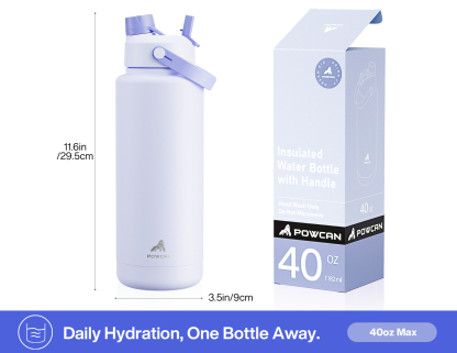 40 oz Insulated Water Bottle with 2-in-1 Straw and Spout Lid - Pure Collection