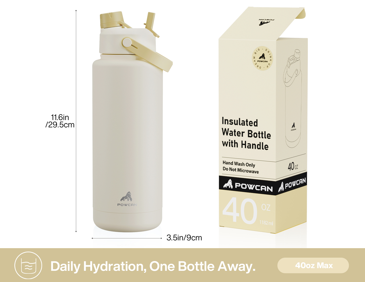 40 oz Insulated Water Bottle with 2-in-1 Straw and Spout Lid - Pure Collection