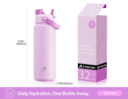 32 oz Insulated Water Bottle with 2-in-1 Straw and Spout Lid - Pure Collection