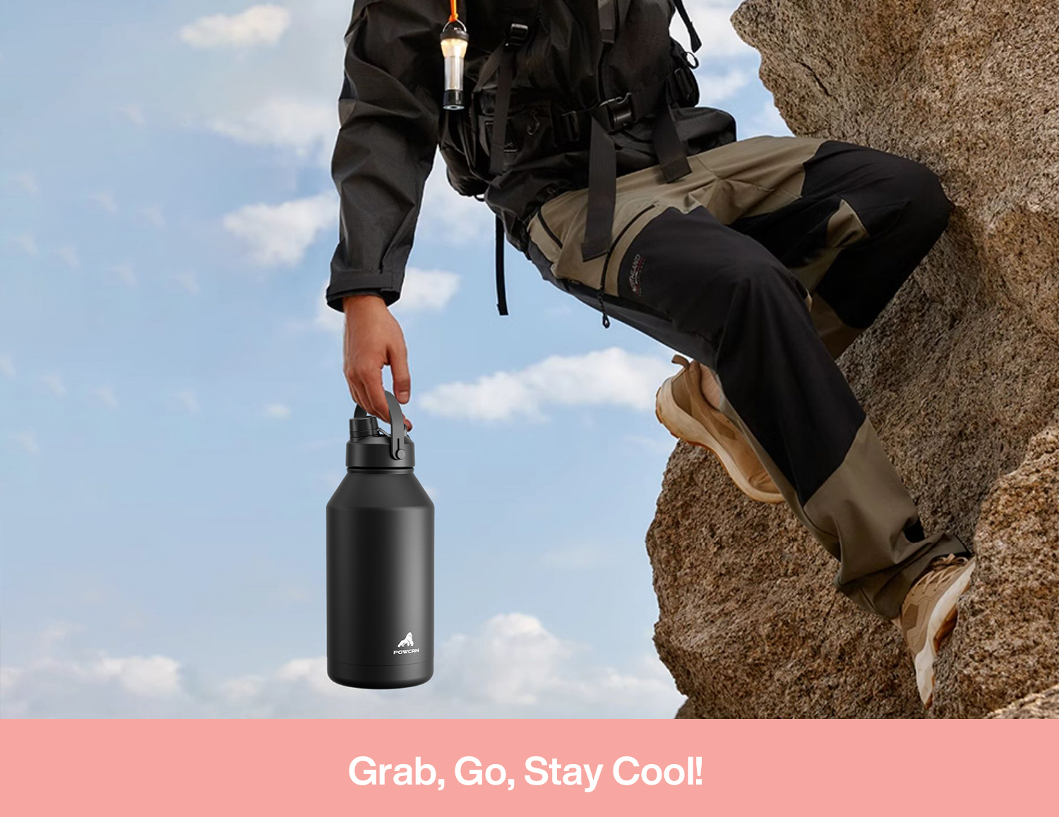 64 oz Insulated Water Bottle with 2-in-1 Straw and Spout Lid