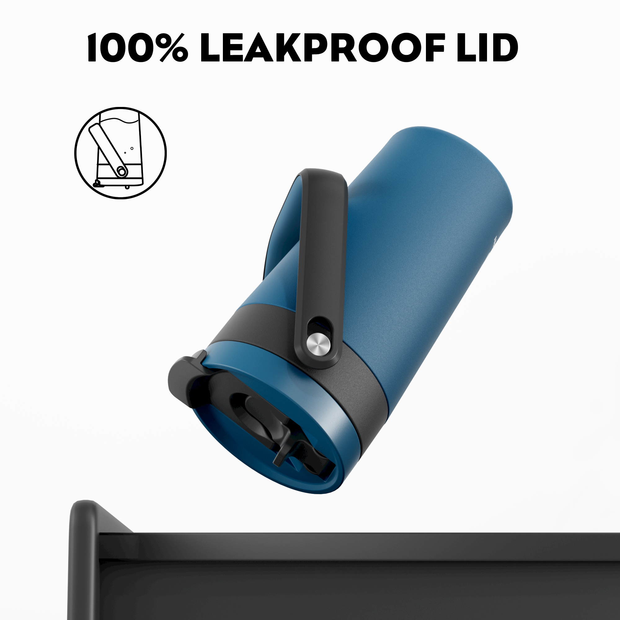 16 oz Insulated Coffee Mug for Work: 2-in-1 Straw Flip Lid, Keep Cold 24H, Fit in Car Cupholder, Leakproof, Stainless Steel Coffee Tumbler with Handle for Travel, Outdoor, Camping and Gifts (Deepsea)