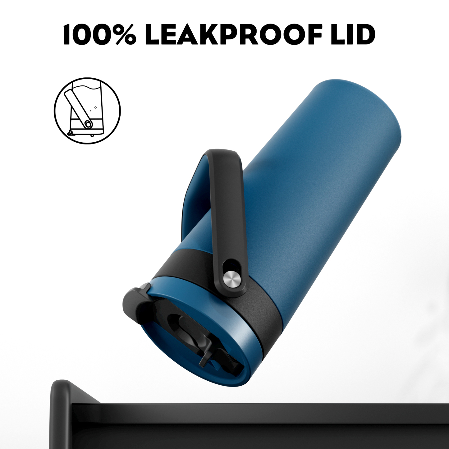 24 oz Insulated Coffee Mug for Travel: 2-in-1 Straw Flip Lid, Keep Cold 24H, Fit in Car Cupholder, Leakproof, Stainless Steel Coffee Tumbler with Handle for Outdoor, Office, Gifts and Sports (Deepsea)