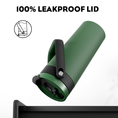 24 oz Insulated Coffee Mug for Travel: 2-in-1 Straw Flip Lid, Keep Cold 24H, Fit in Car Cupholder, Leakproof, Stainless Steel Coffee Tumbler with Handle for Outdoor, Office, Gifts and Sports (Deepsea)