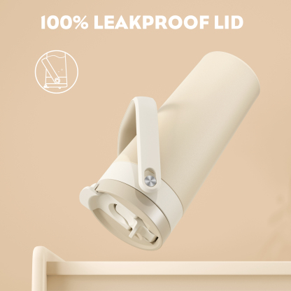 24 oz Insulated Coffee Mug for Travel: 2-in-1 Straw Flip Lid, Keep Cold 24H, Fit in Car Cupholder, Leakproof, Stainless Steel Coffee Tumbler with Handle for Outdoor, Office, Gifts and Sports (Deepsea)