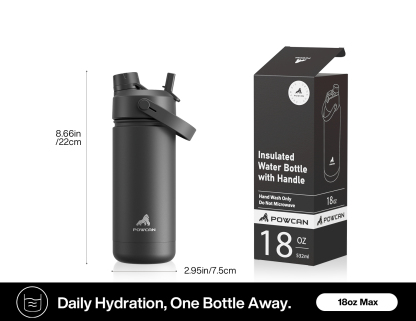 18 oz Insulated Water Bottle with 2-in-1 Straw and Spout Lid - Pure Collection