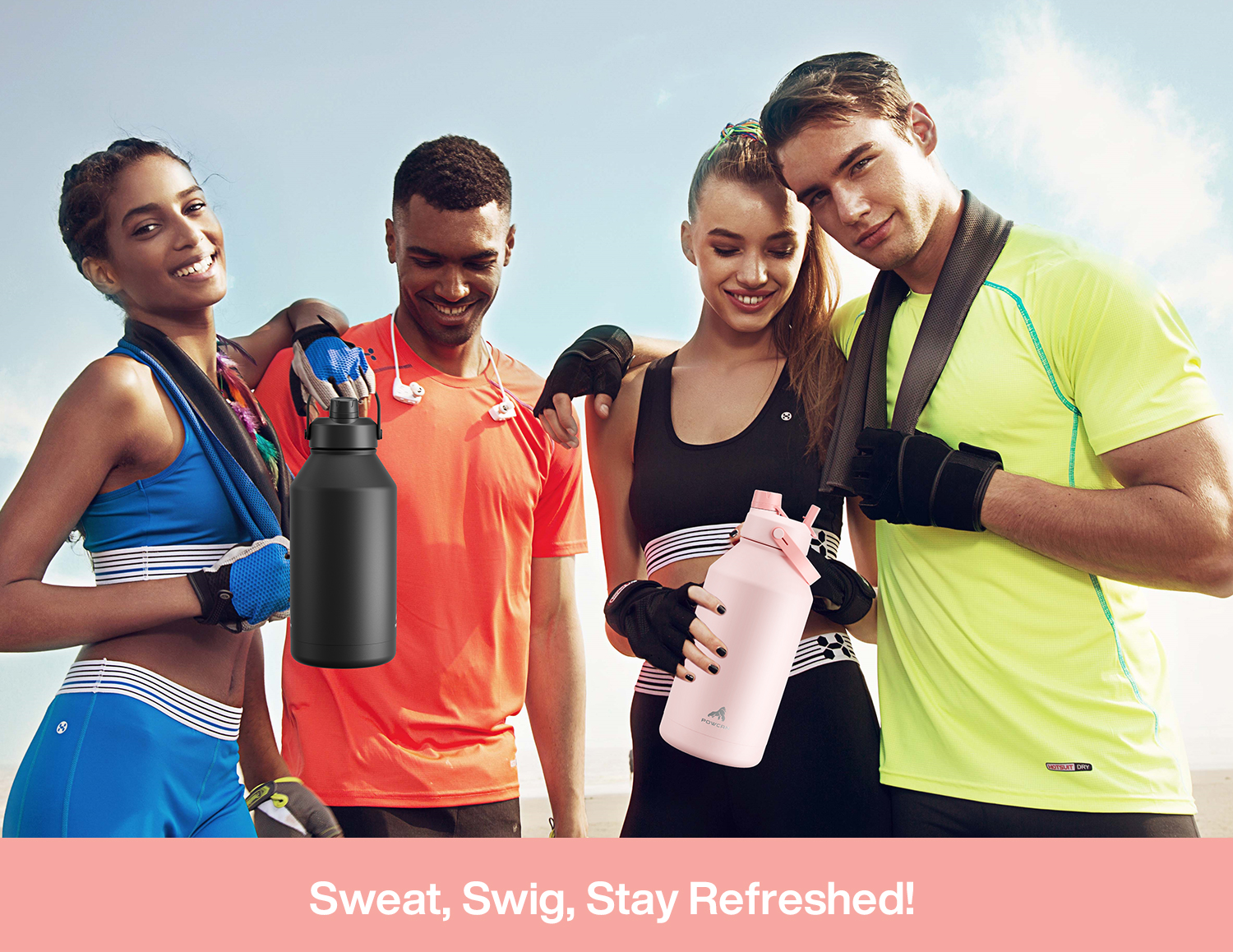 64 oz Insulated Water Bottle with 2-in-1 Straw and Spout Lid