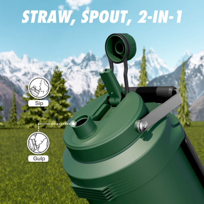 1 Gallon / 128 oz Insulated Water Jug with 2-in-1 Lid and Dual Handle