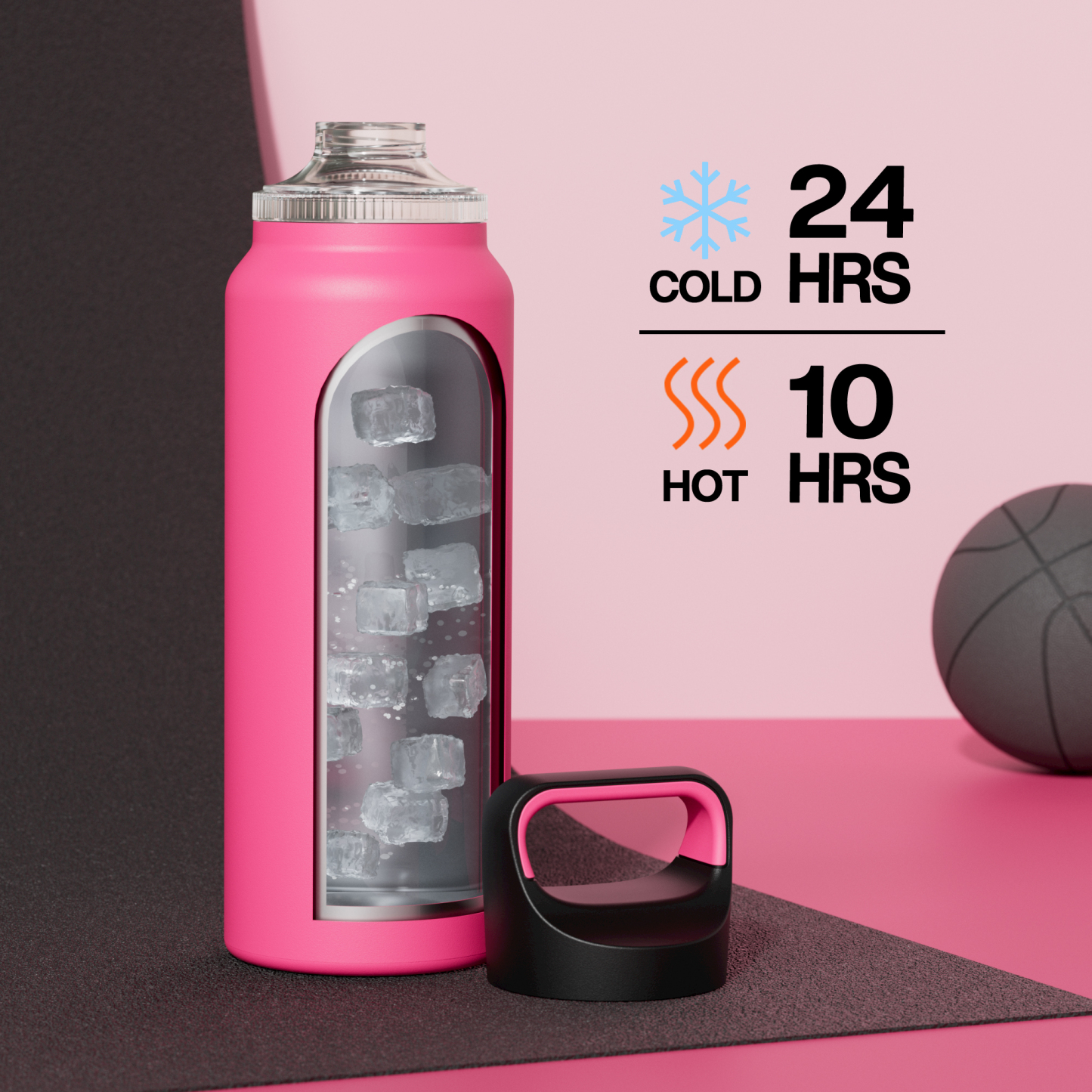 40 oz Insulated Water Bottle with 3 Lids