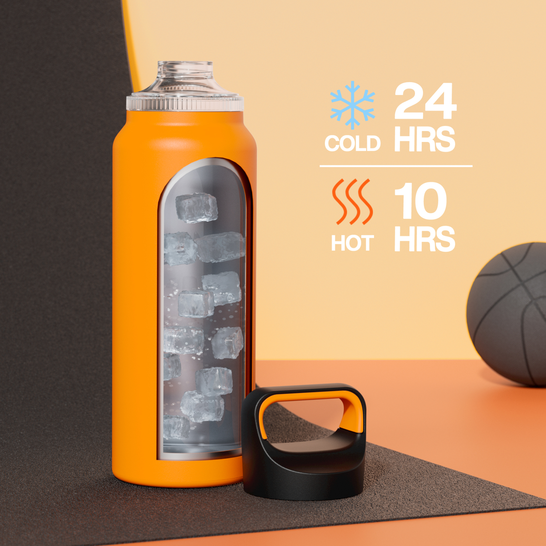 40 oz Insulated Water Bottle with 3 Lids