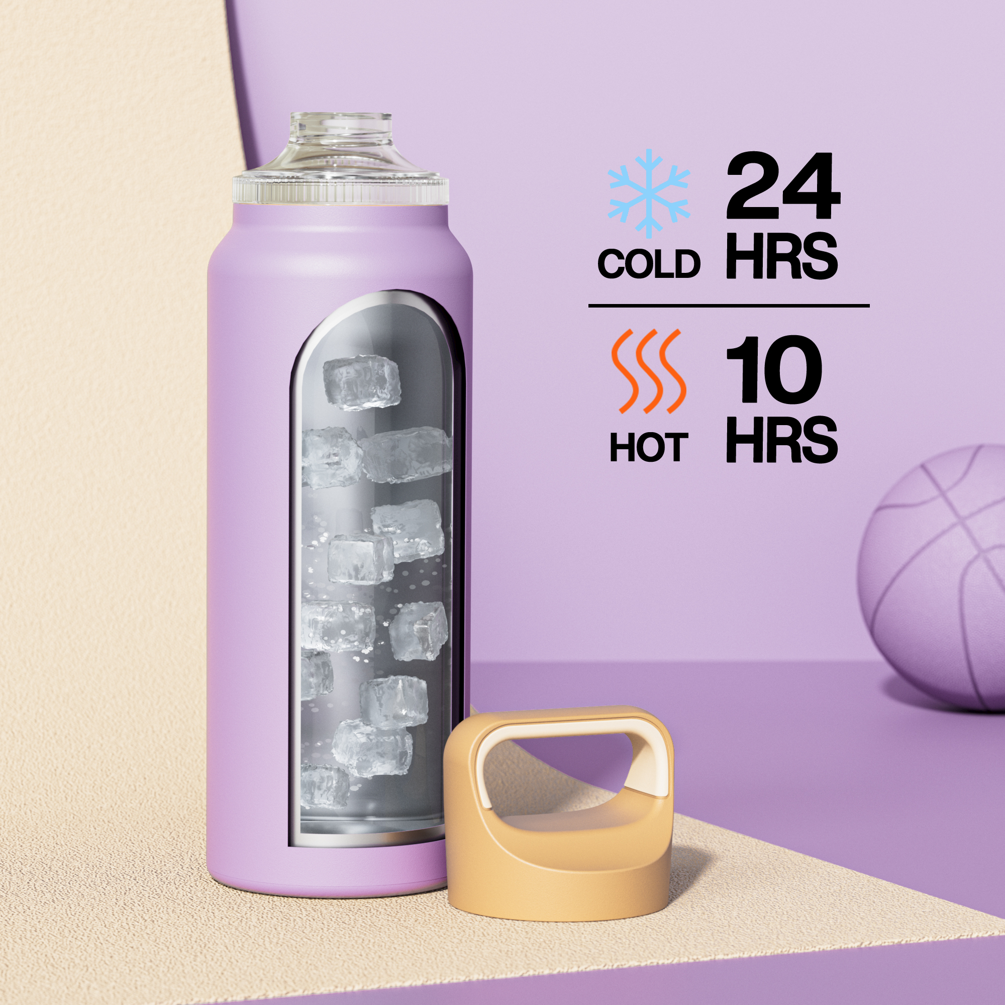 40 oz Insulated Water Bottle with 3 Lids