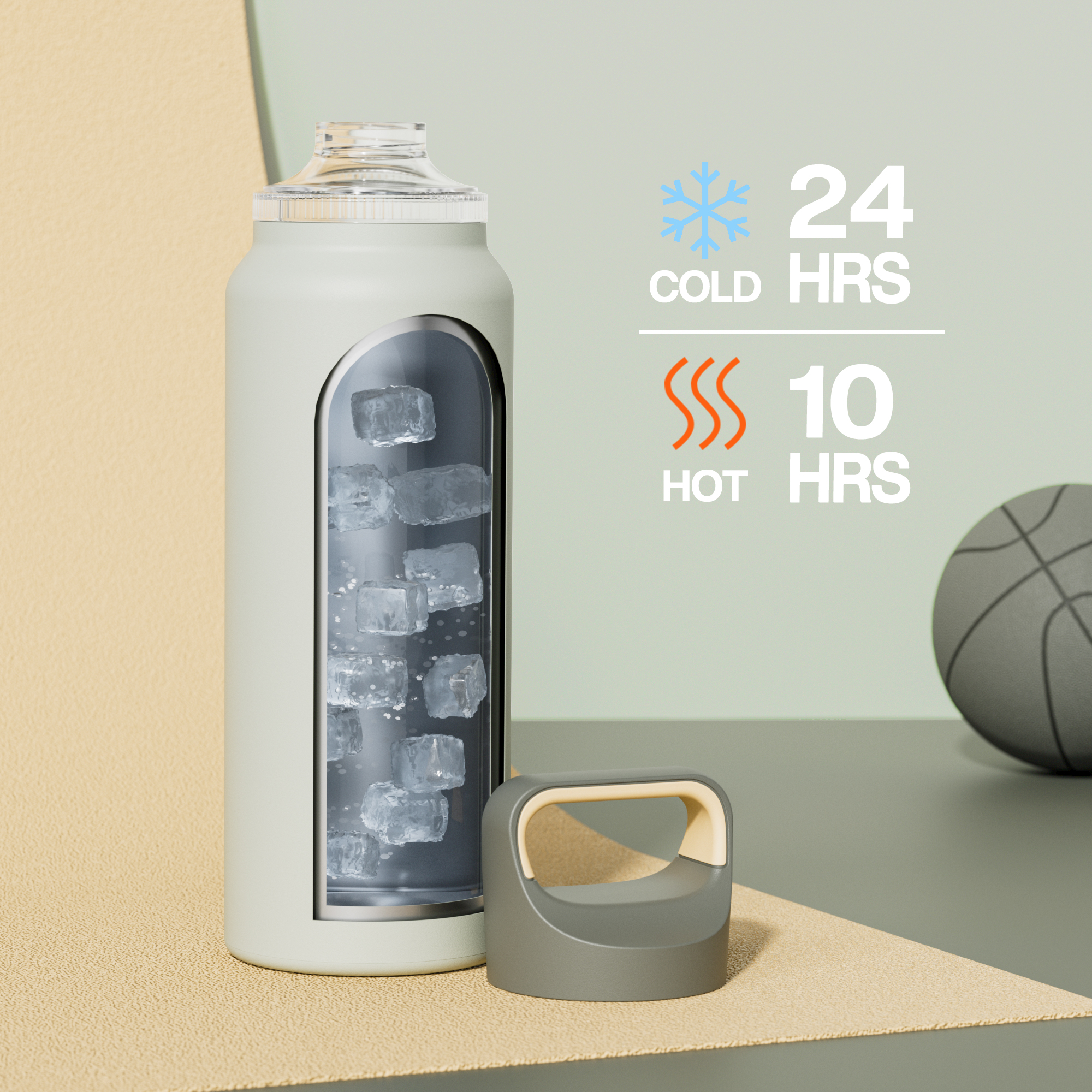 40 oz Insulated Water Bottle with 3 Lids