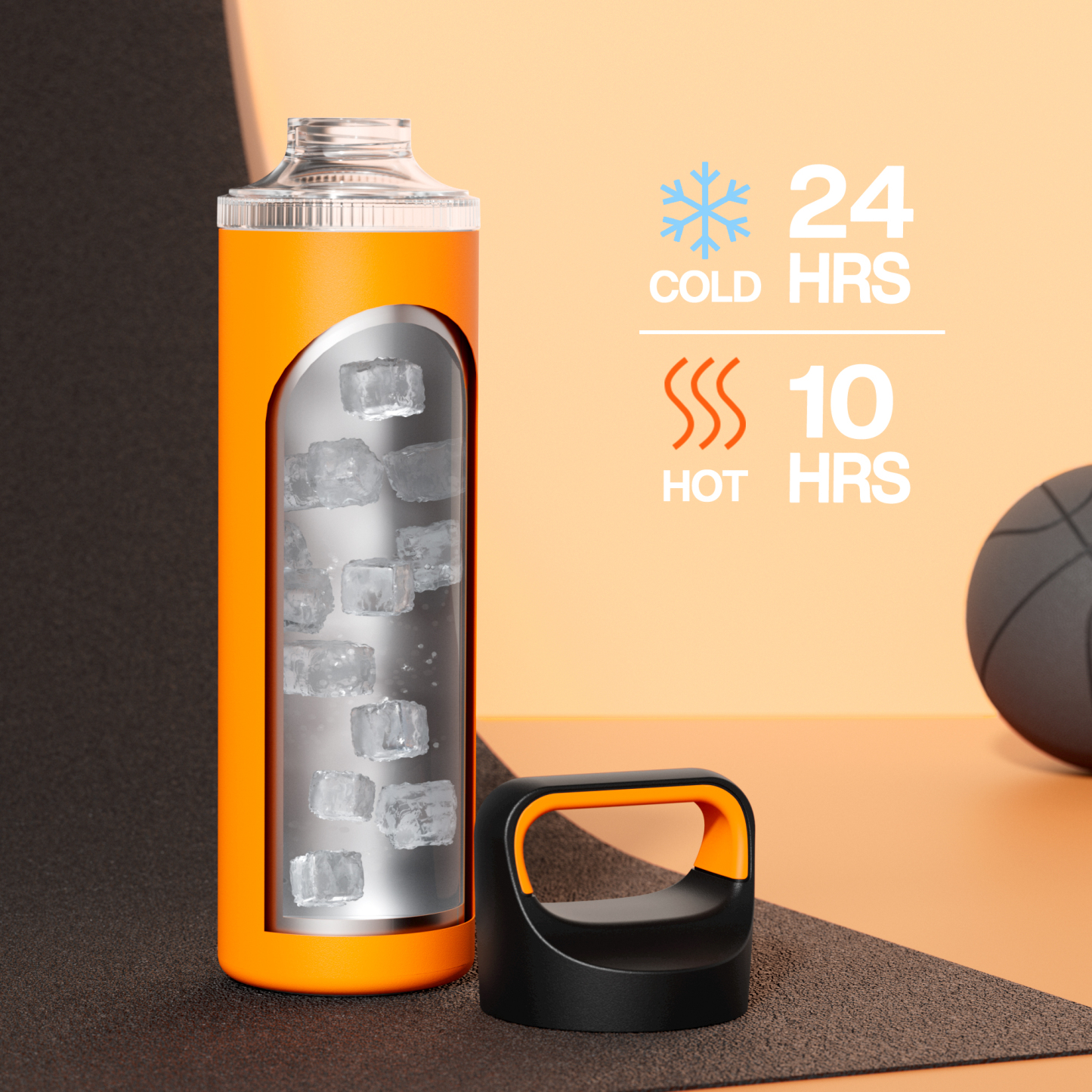 24 oz Insulated Water Bottle with 3 Lids
