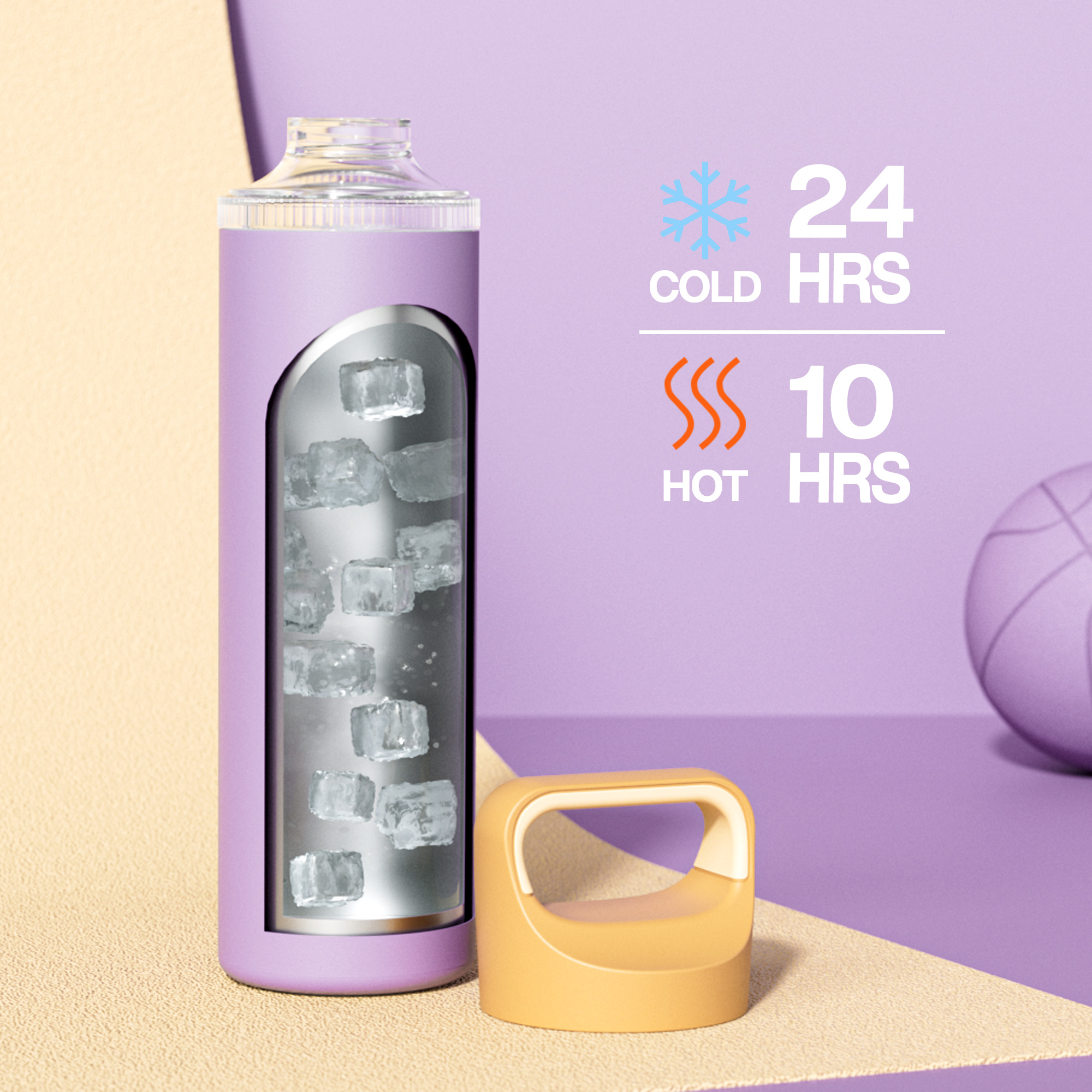 24 oz Insulated Water Bottle with 3 Lids