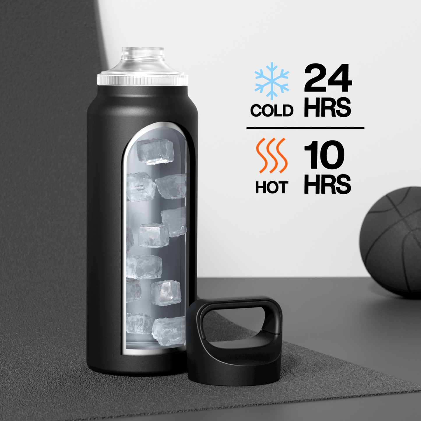 40 oz Insulated Water Bottle with 3 Lids