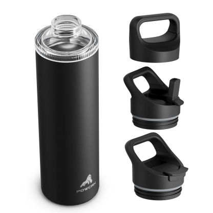 24 oz Insulated Water Bottle with 3 Lids