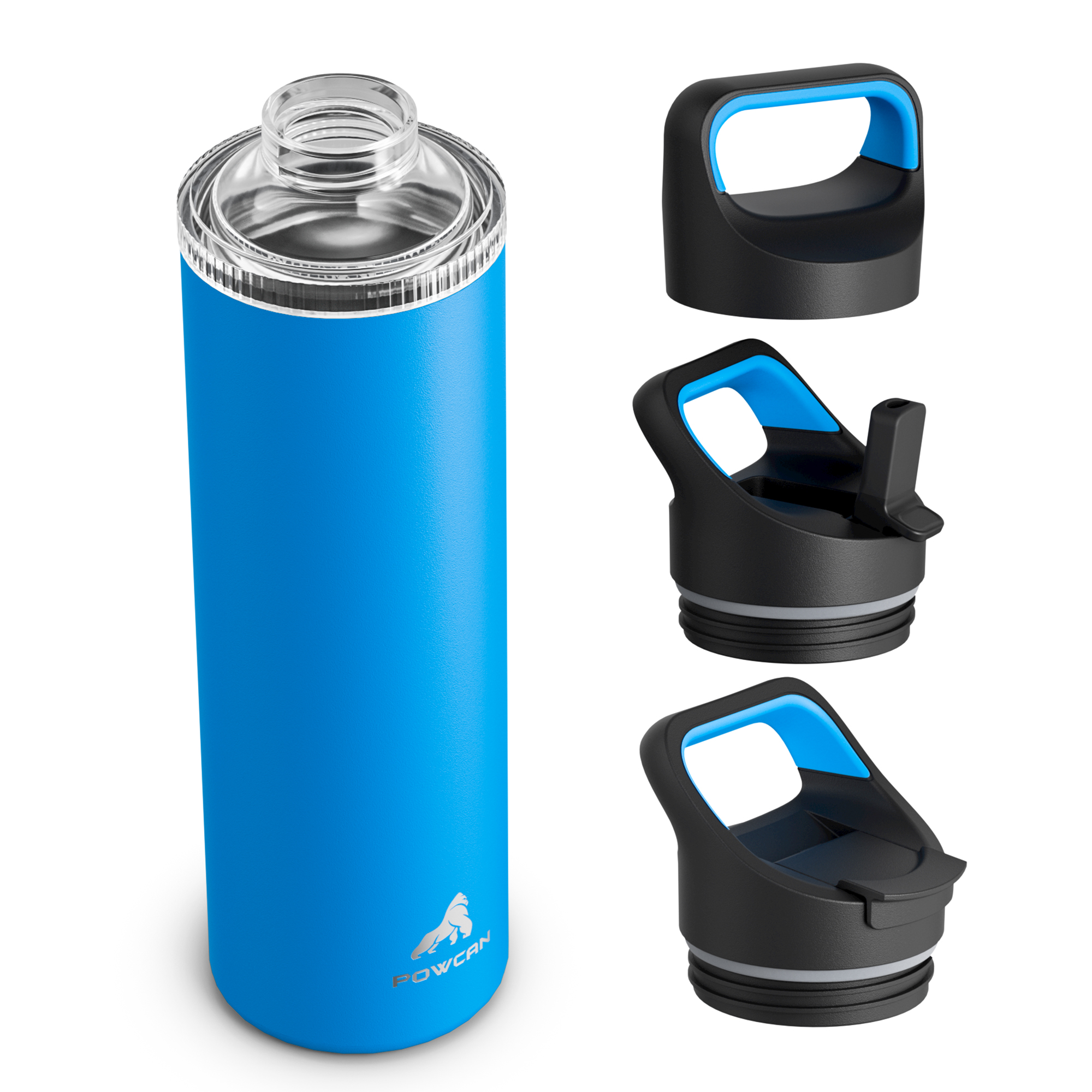 24 oz Insulated Water Bottle with 3 Lids