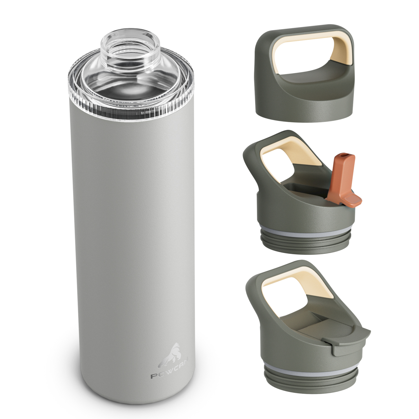 24 oz Insulated Water Bottle with 3 Lids