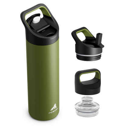 24 oz Insulated Water Bottle with 3 Lids